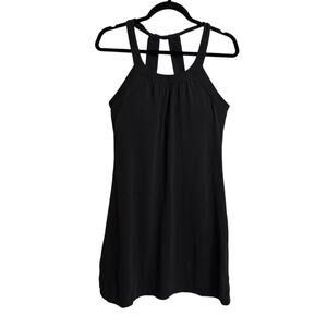 Prana Dress Womens Medium Black Cantine Halter Strappy Back Built-In Bra Active
